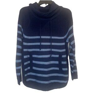 St Johns Bay Women’s Blue Pullover Sweater Cowl Neck Drawstring Pockets Sz M NEW